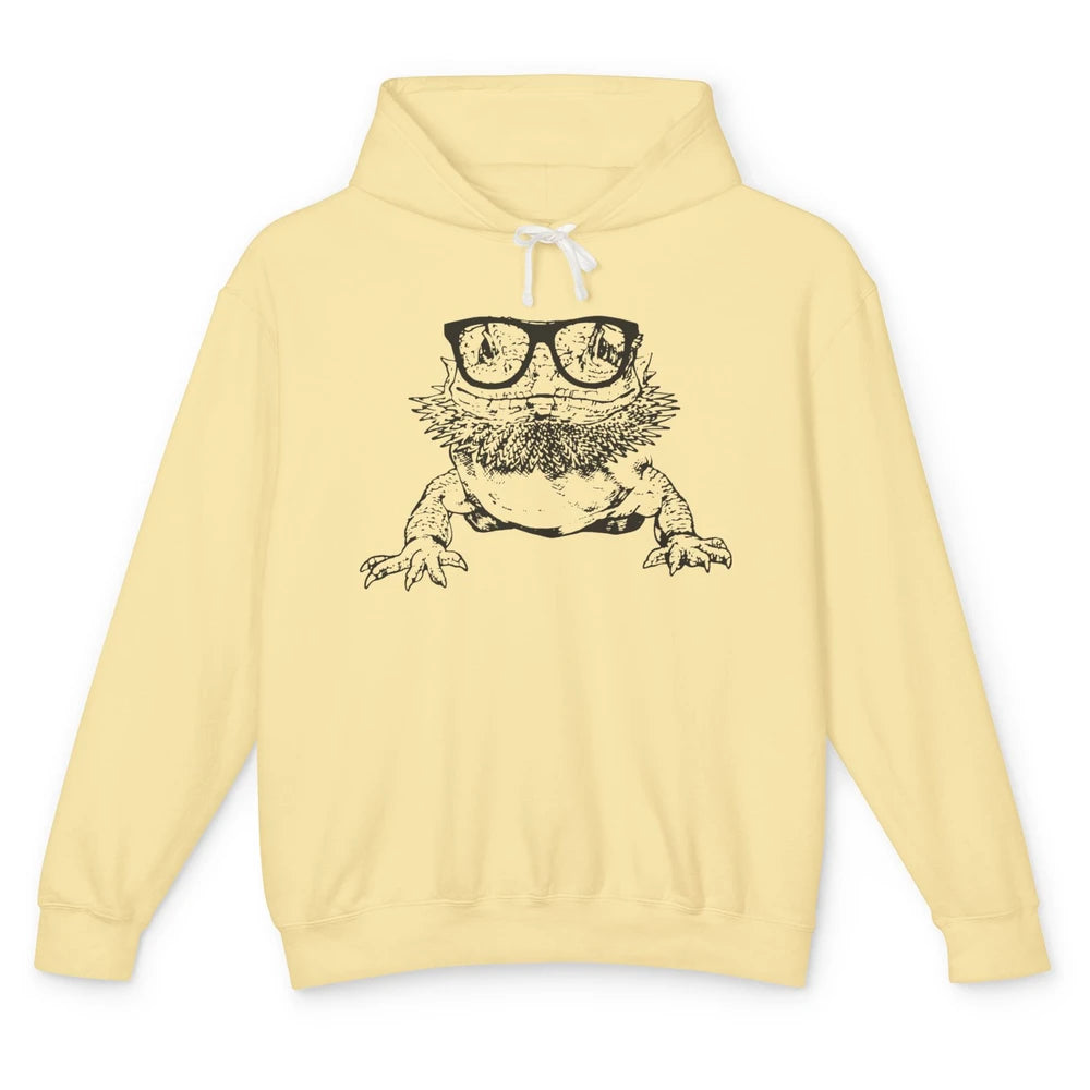 Funny Bearded Dragon Cute Reptile Lizard Nerdy Glass Animal Unisex Lightweight Hoodie