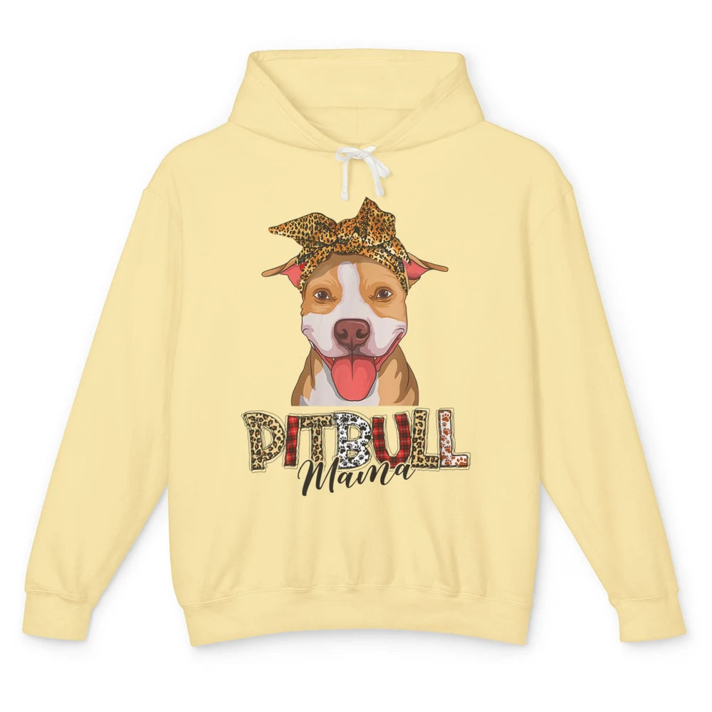 Cute Pitbull Mama Leopard Mothers Day Funny Pittie Women Dog Unisex Lightweight Hoodie