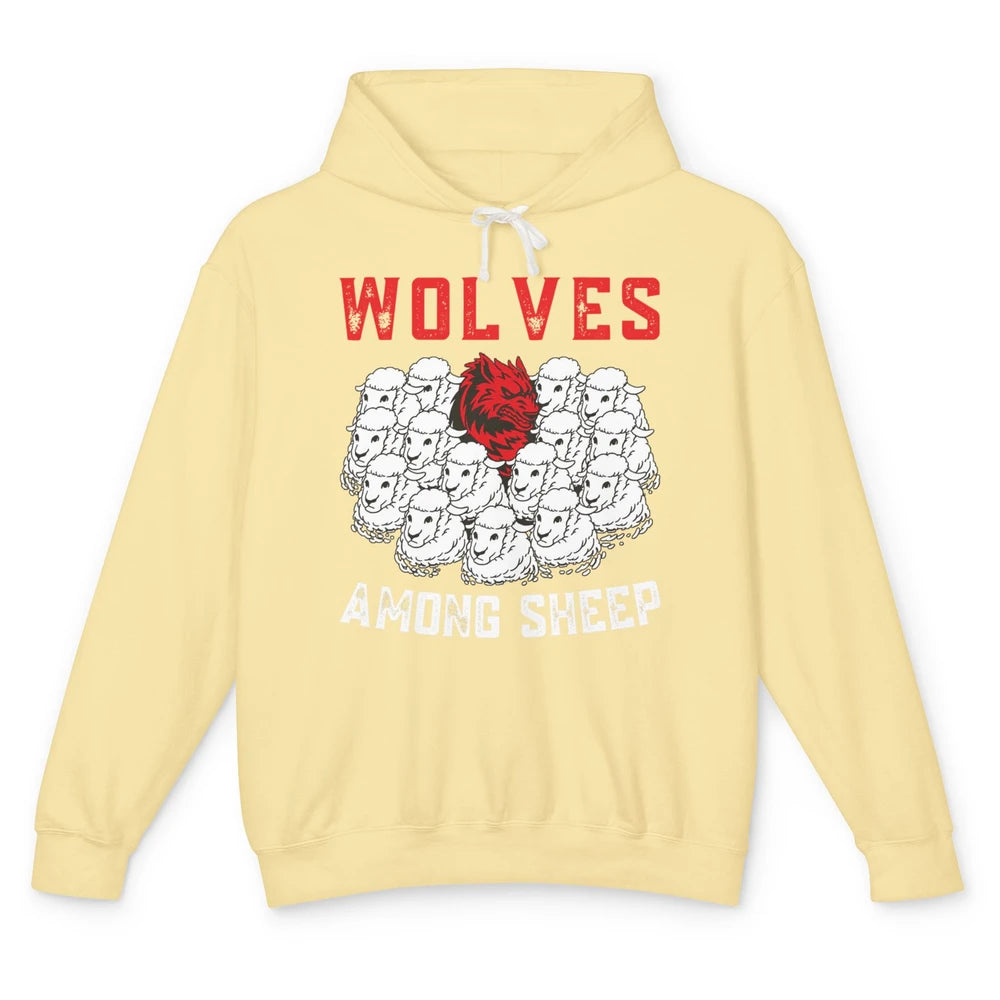 Funny Wolves Among Sheep Lamb Farm Animal Farming Country Unisex Lightweight Hoodie