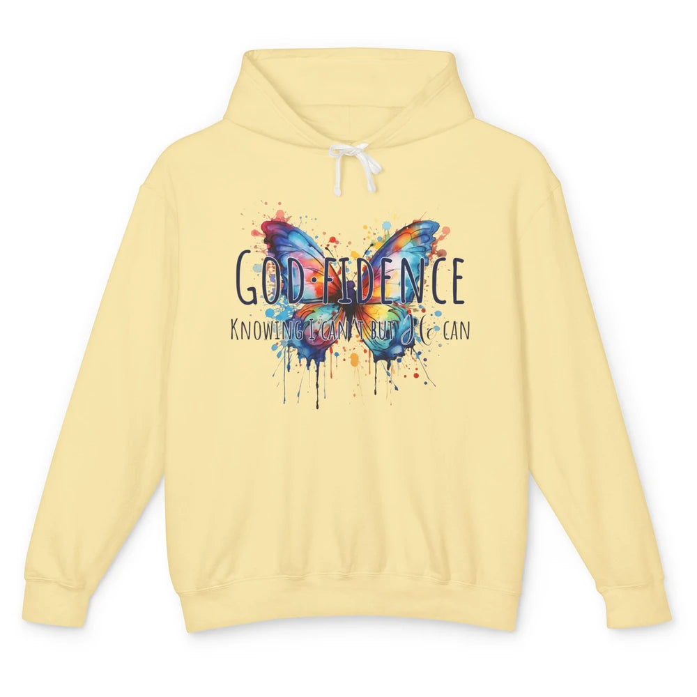 Christian God Fidence Know I Can't But He Can Inspirational Unisex Lightweight Hoodie