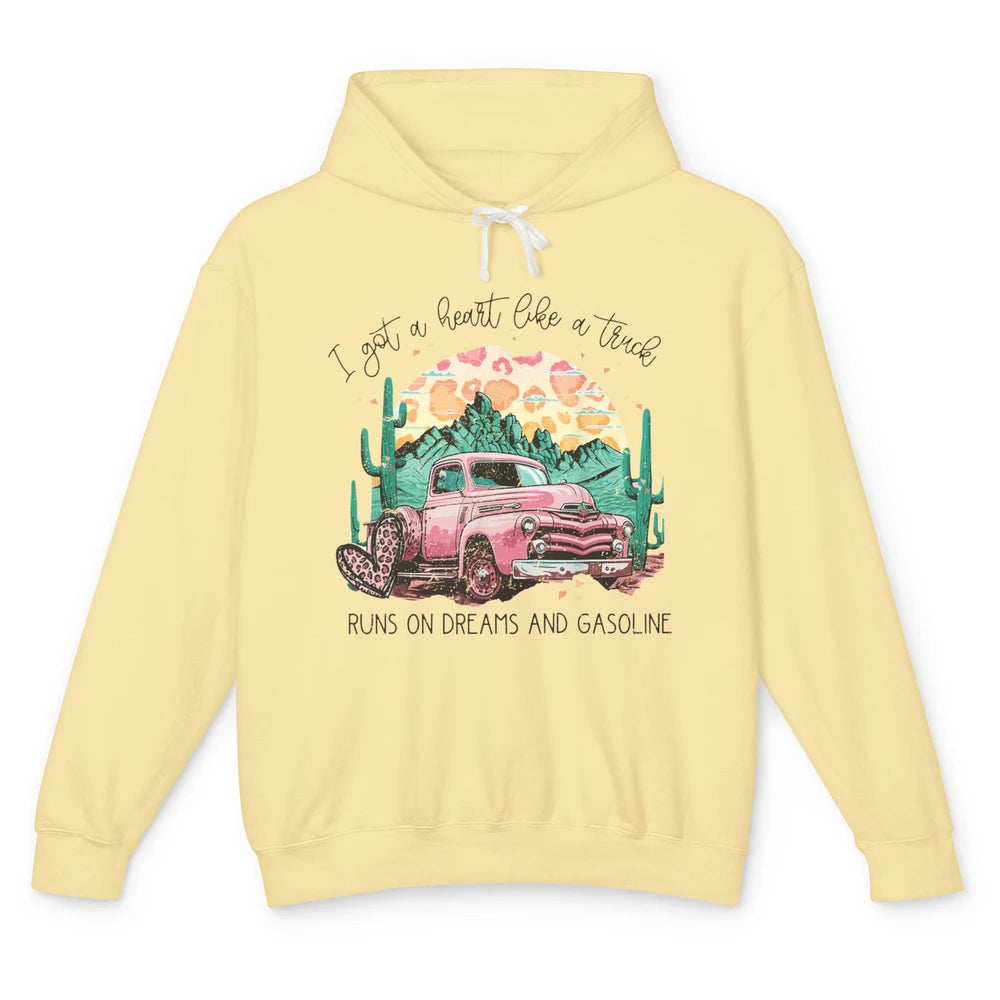 Retro Desert Truck Got A Heart Like A Truck Western Country Unisex Lightweight Hoodie