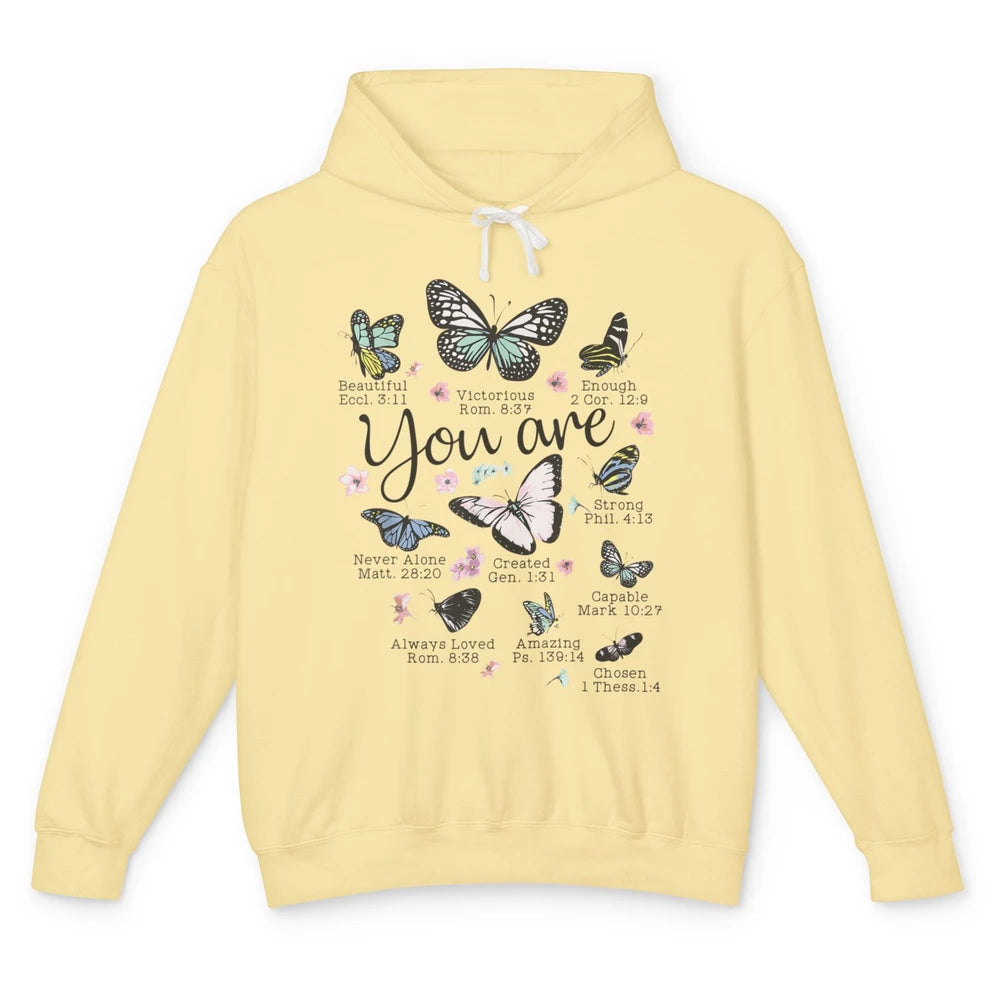 You Are Beautiful Bible Verse Butterfly Christian Jesus God Unisex Lightweight Hoodie