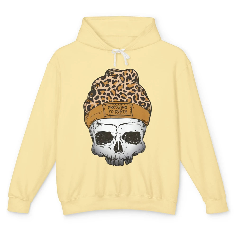 Leopard Skull Freezing To Death Snowflakes Christmas Winter Unisex Lightweight Hoodie