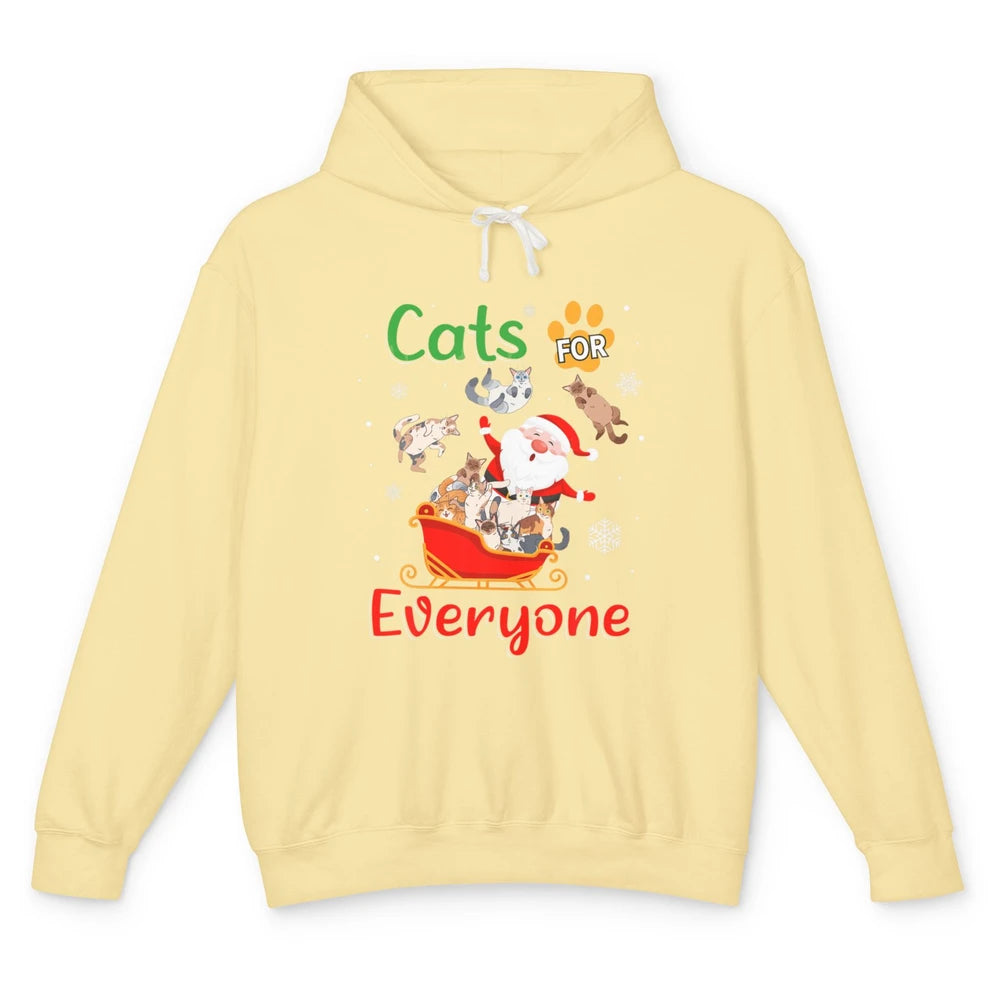 Merry Christmas Cats For Everybody Reindeer Xmas Santa Claus Unisex Lightweight Hoodie