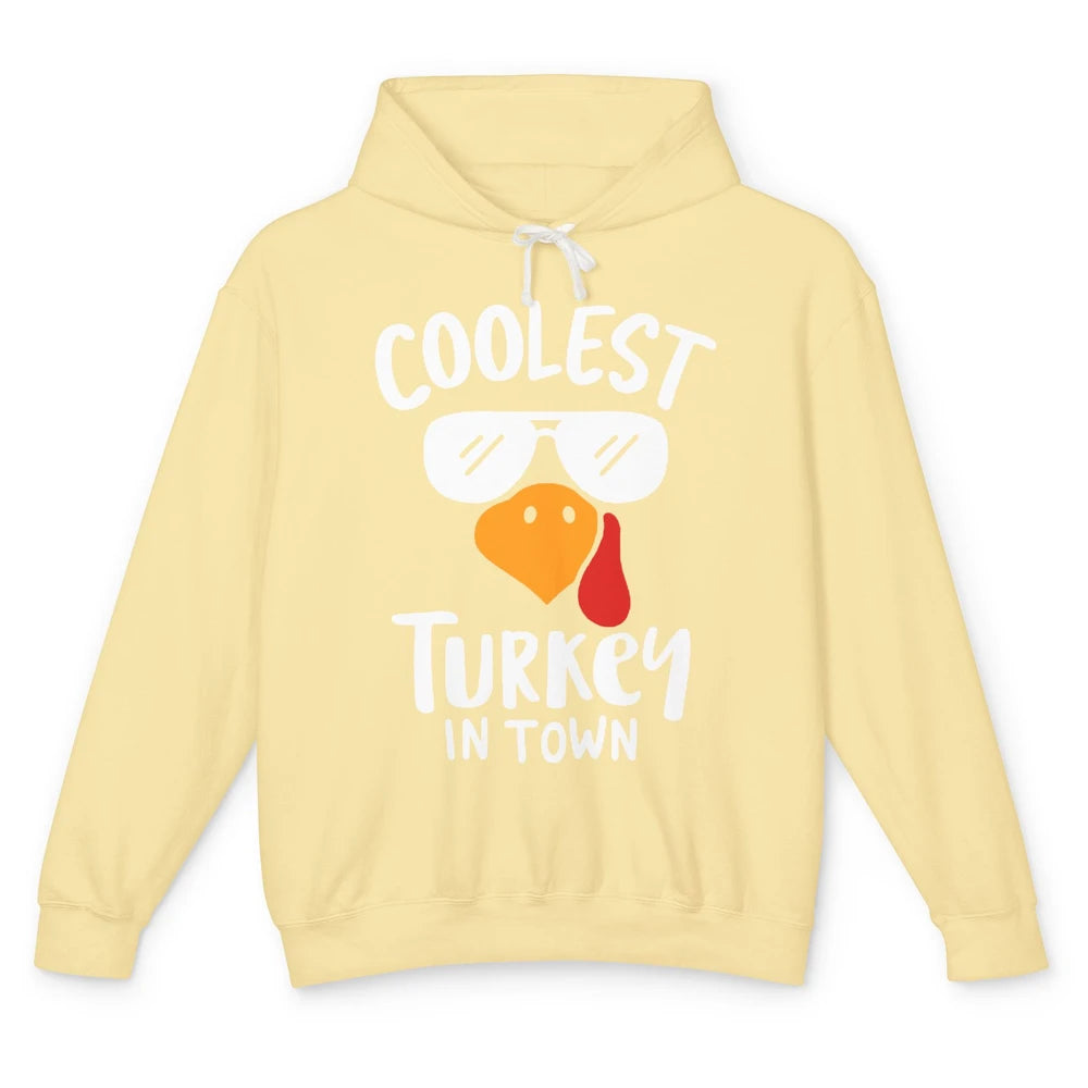 Coolest Turkey in Town Thanksgiving Dinner Funny Turkey Day Unisex Lightweight Hoodie