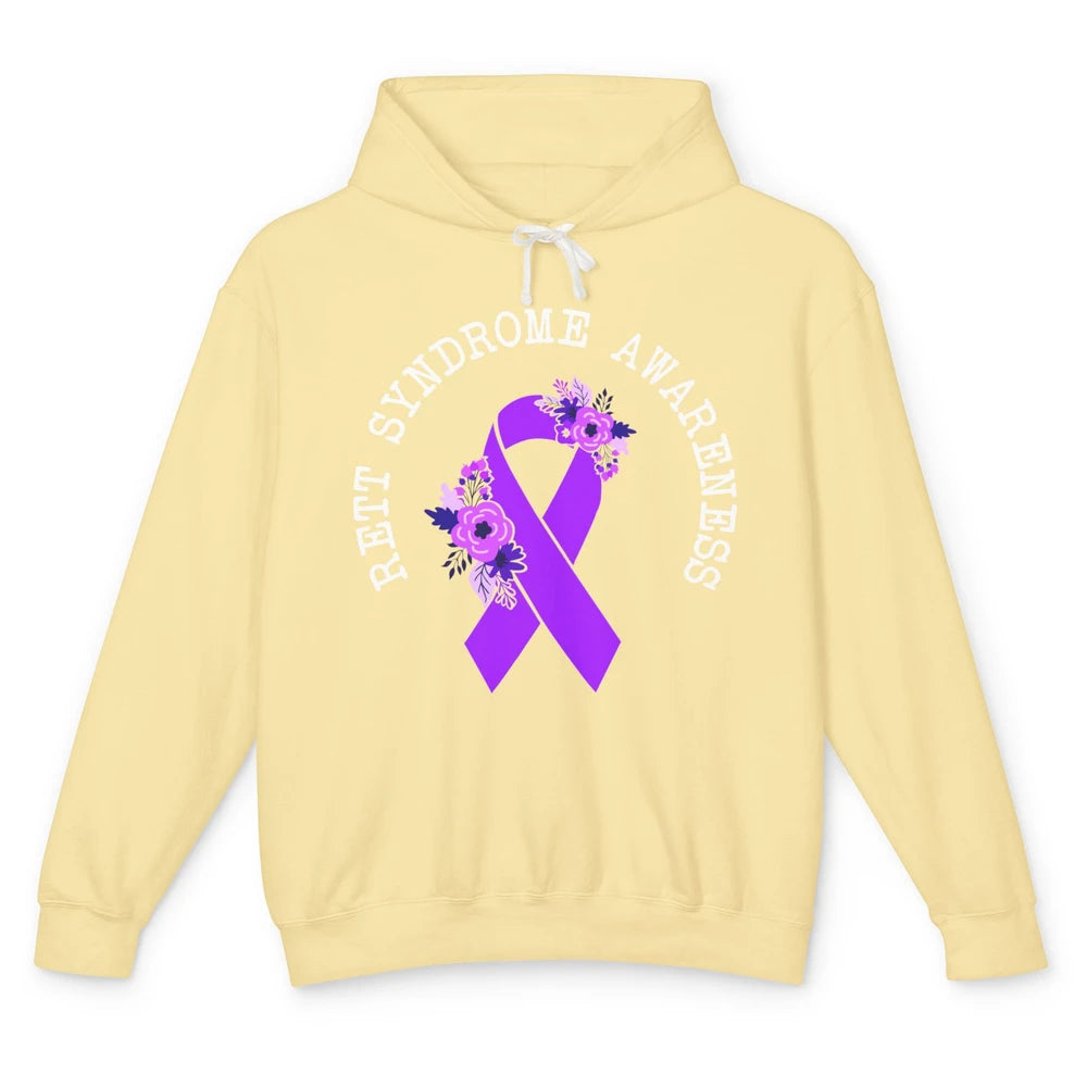 Rett Syndrome Awareness Floral Purple Ribbon Rainbow Unisex Lightweight Hoodie