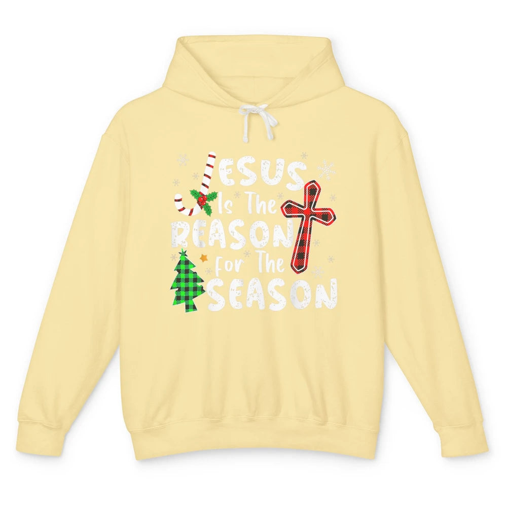 Merry Christmas Jesus The Reason For Season Xmas Cross Candy Unisex Lightweight Hoodie