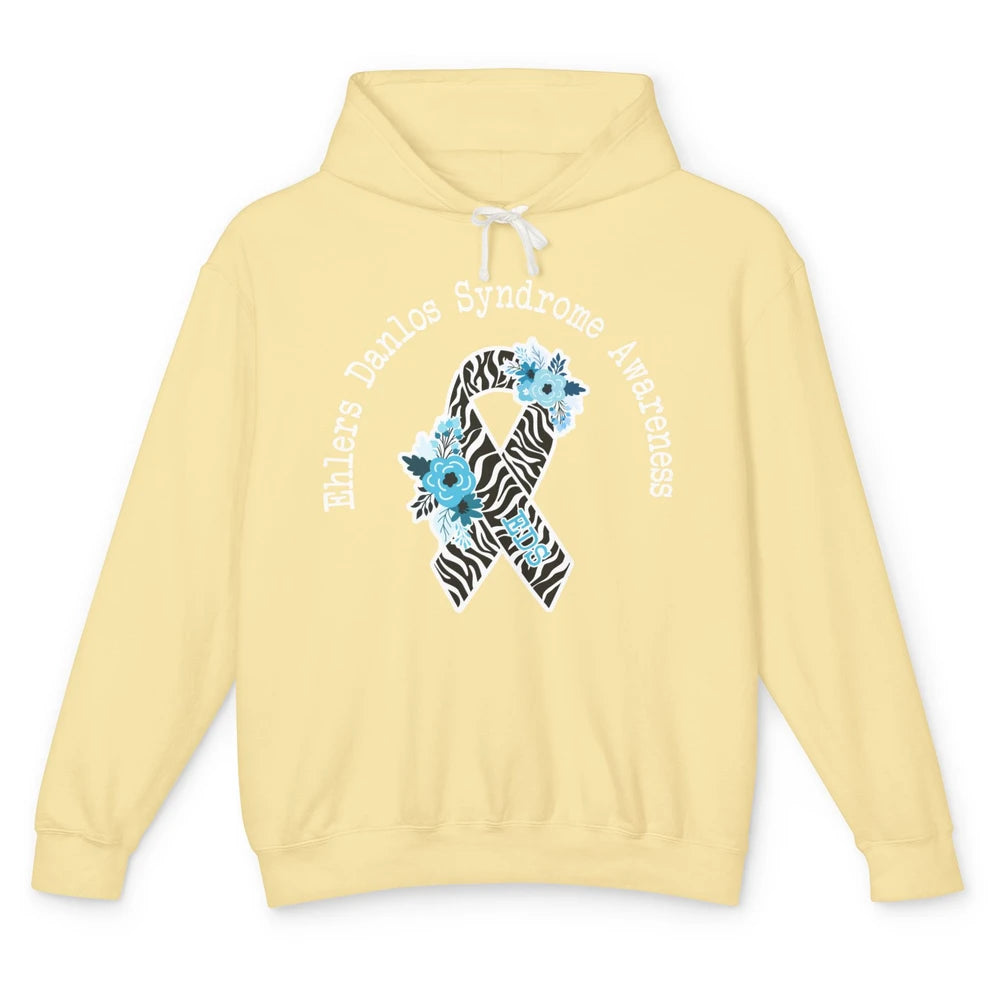 Ehlers Danlos Syndrome Awareness EDS Zibra Ribbon Rainbow Unisex Lightweight Hoodie