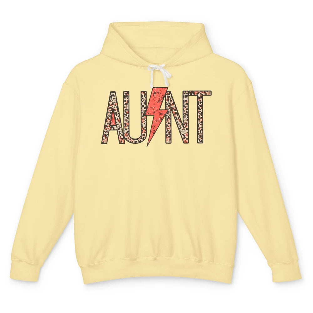 Retro Leopard Aunt Lightning Bolt Western Country Auntie Unisex Lightweight Hoodie