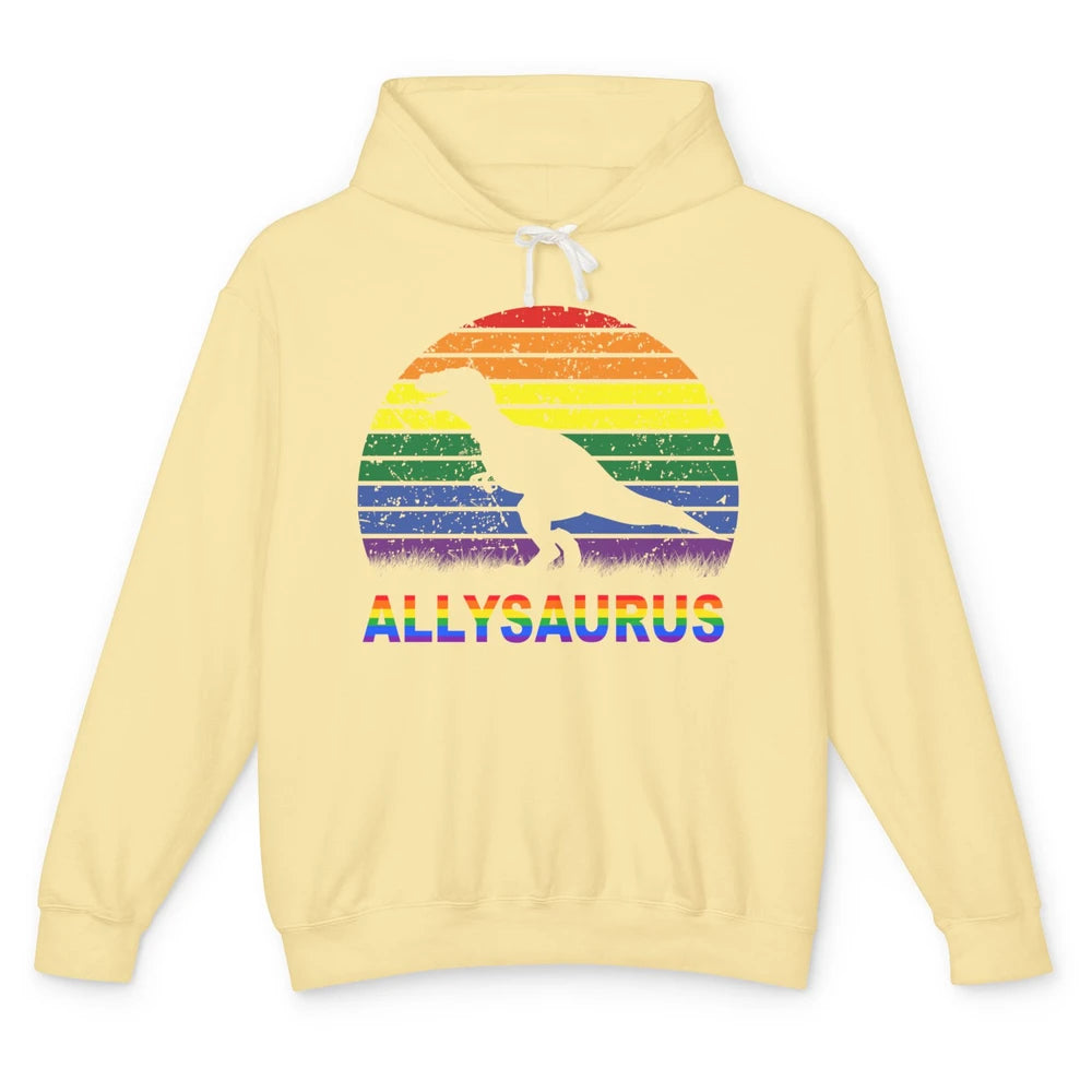 Vintage Allysaurus T-rex Dinosaur LGBT Gay Pride Month Unisex Lightweight Hoodie