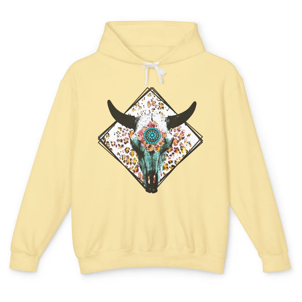 Aztec Heifer Steer Cow Skull Cowboy Gemstone Leopard Vintage Unisex Lightweight Hoodie