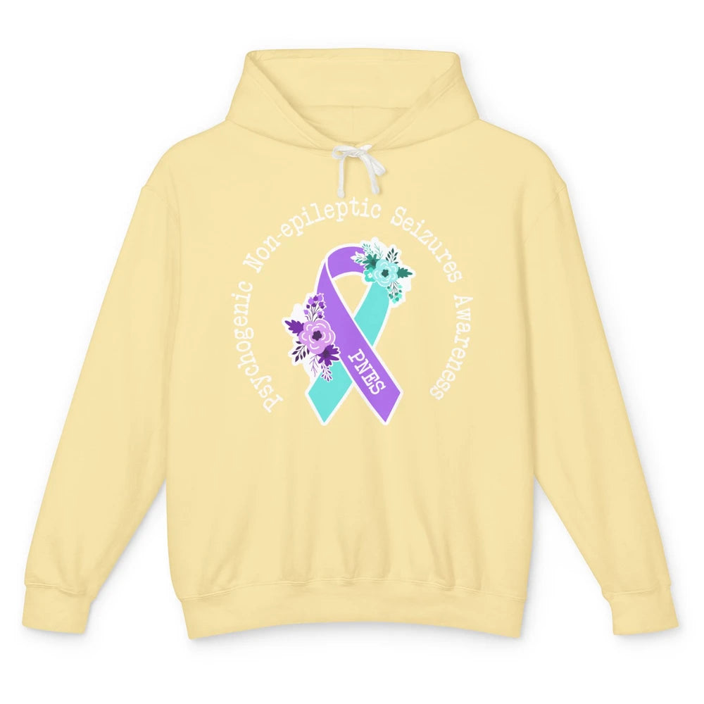 Psychogenic Non-epileptic Seizures PNES Purple Teal Ribbon Unisex Lightweight Hoodie