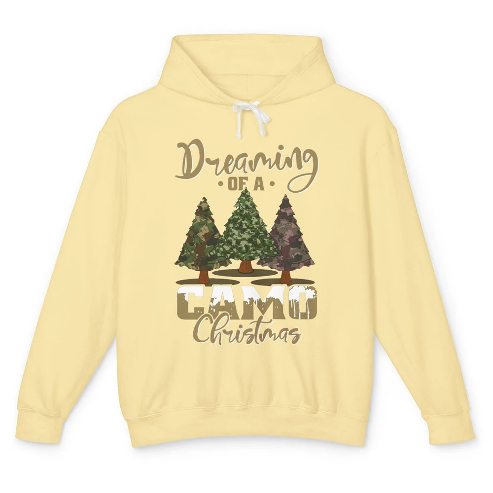 Christmas Tree Dreaming Of A Camo Christmas Veteran Gift Unisex Lightweight Hoodie