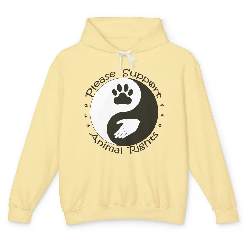 Please Support Animal Rights Pet Rescuer Paw Yin Yang Adopt Unisex Lightweight Hoodie