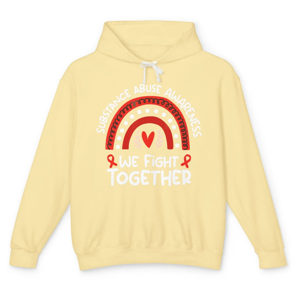 Fight Together Red Rainbow Leopard Substance Abuse Awareness Unisex Lightweight Hoodie