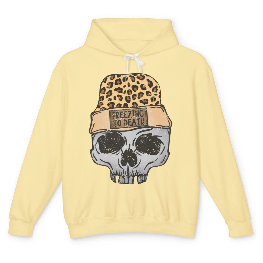 Funny Leopard Skull Freezing To Death Funny Christmas Winter Unisex Lightweight Hoodie