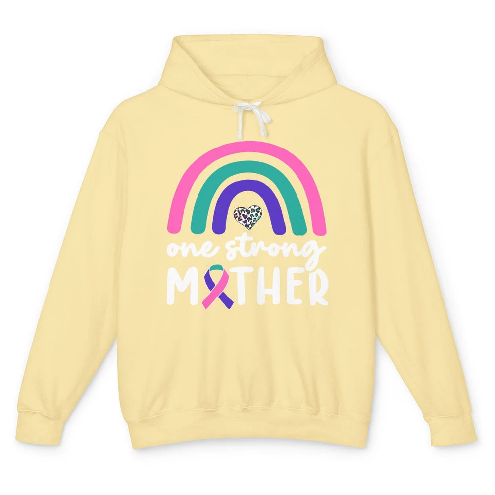 One Strong Mother Teal Rainbow Warrior Thyroid Cancer Month Unisex Lightweight Hoodie