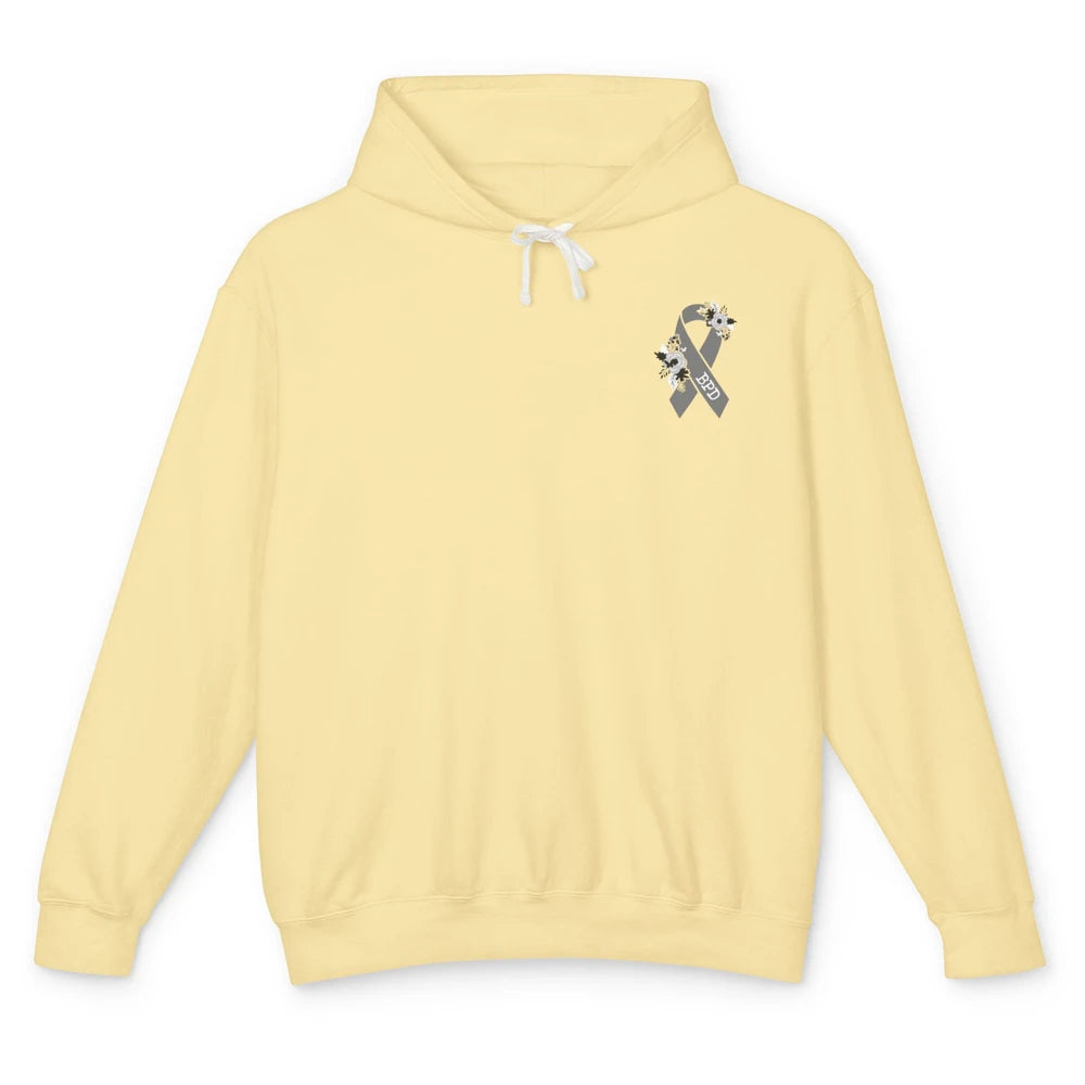 Borderline Personality Disorder Awareness BPD Gray Ribbon Unisex Lightweight Hoodie