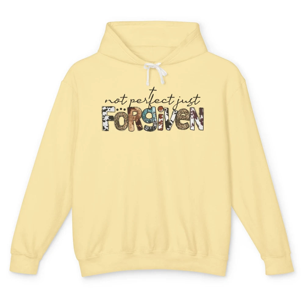 Leopard Not Perfect Just Forgiven Christian Western Country Unisex Lightweight Hoodie