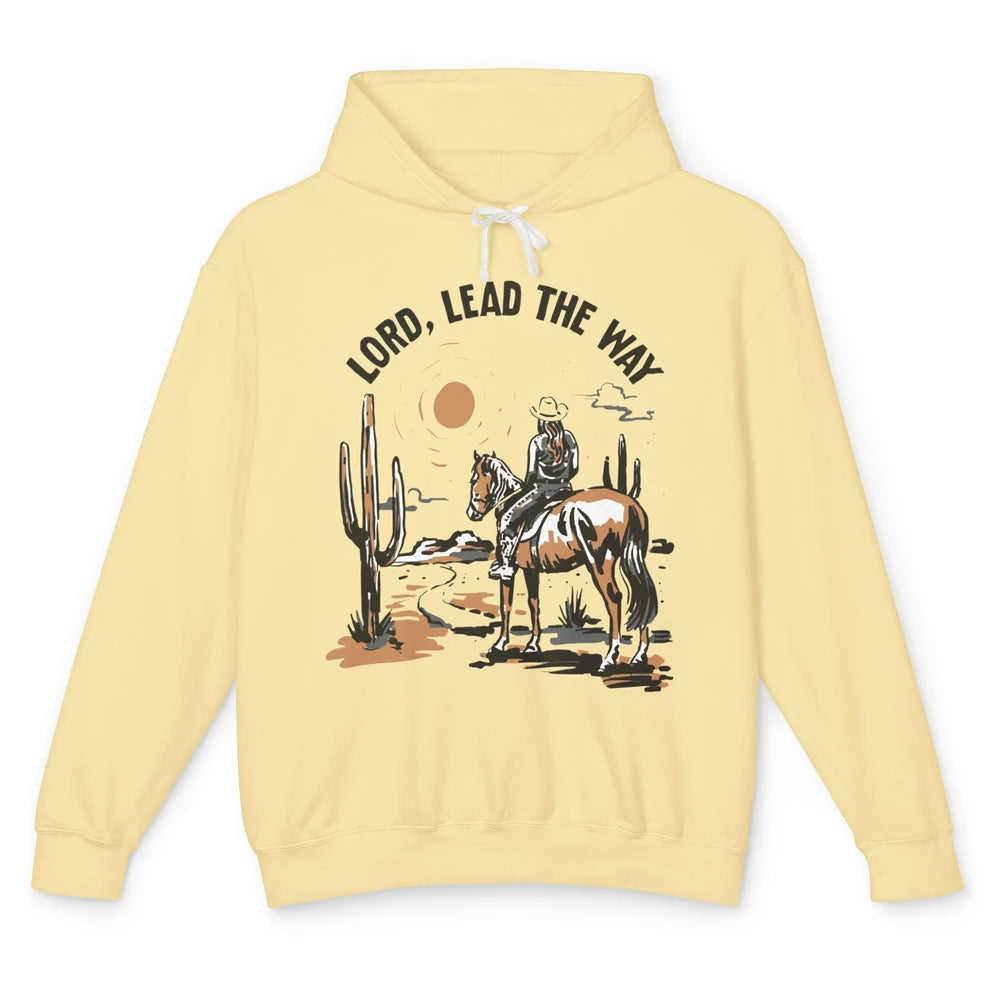 Retro Christian Cowgirl Lord Lead The Way Western Country Unisex Lightweight Hoodie