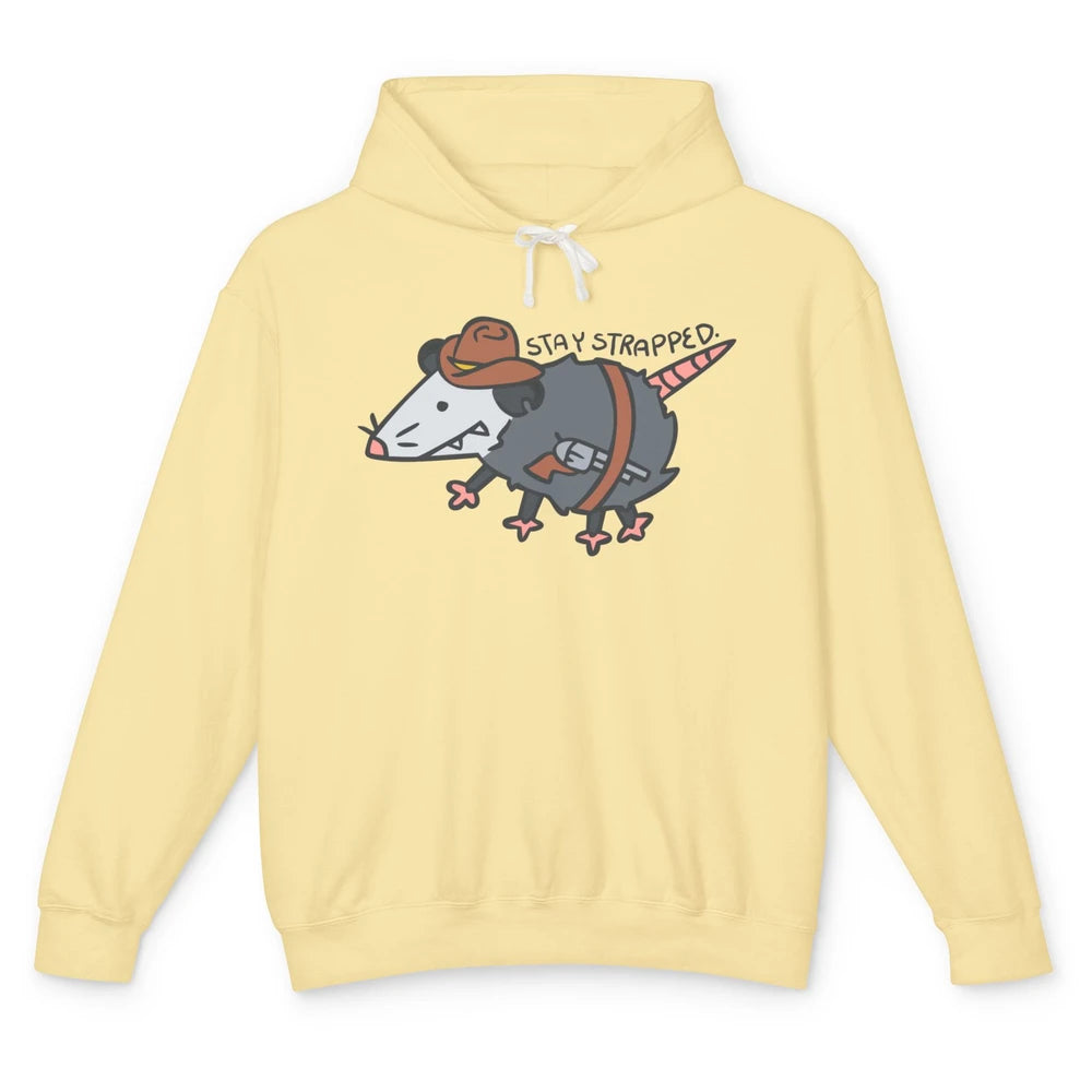 Retro Cowboy Opossum Stay Trapped Western Country Opossum Unisex Lightweight Hoodie