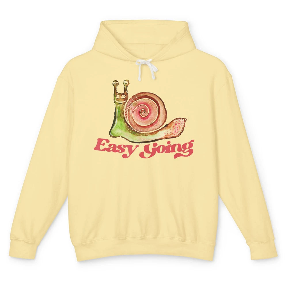 Funny Watercolor Easy Going Snails Pun Nature Animal Snail Unisex Lightweight Hoodie