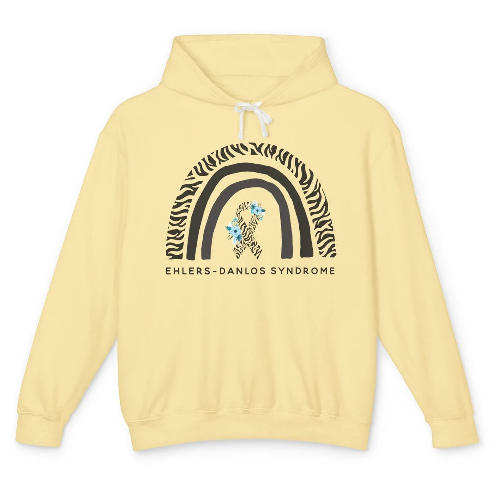 Ehlers Danlos Syndrome Awareness EDS Zibra Ribbon Rainbow Unisex Lightweight Hoodie