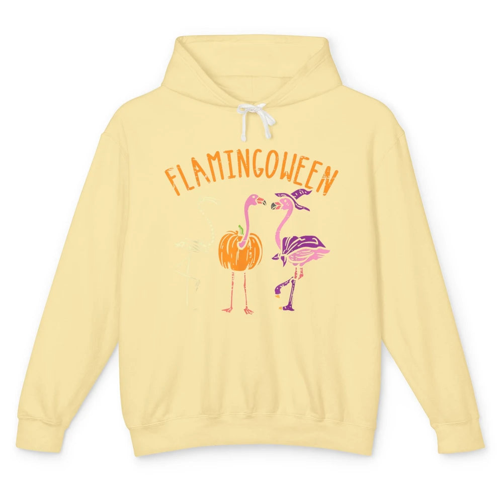 Funny Witch Flamingo Pumpkin Skeleton Halloween Spooky Boo Unisex Lightweight Hoodie