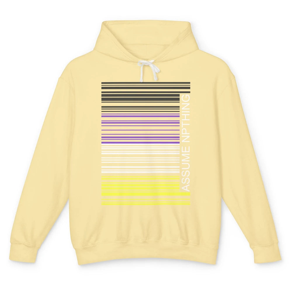 Assume Nothing Barcode Non Binary Genderqueer Pride Month Unisex Lightweight Hoodie