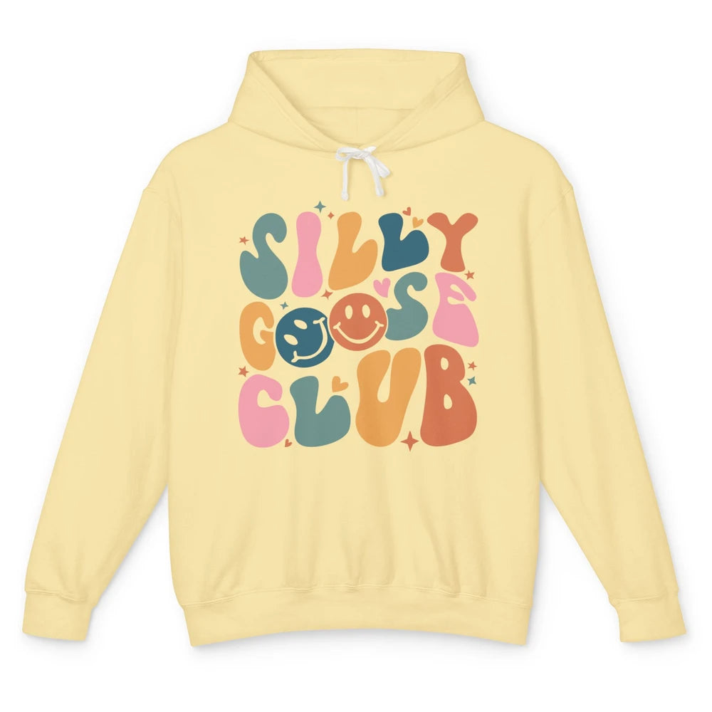 Funny Goose Silly Goose Club Retro Groovy Sarcastic Goose Unisex Lightweight Hoodie