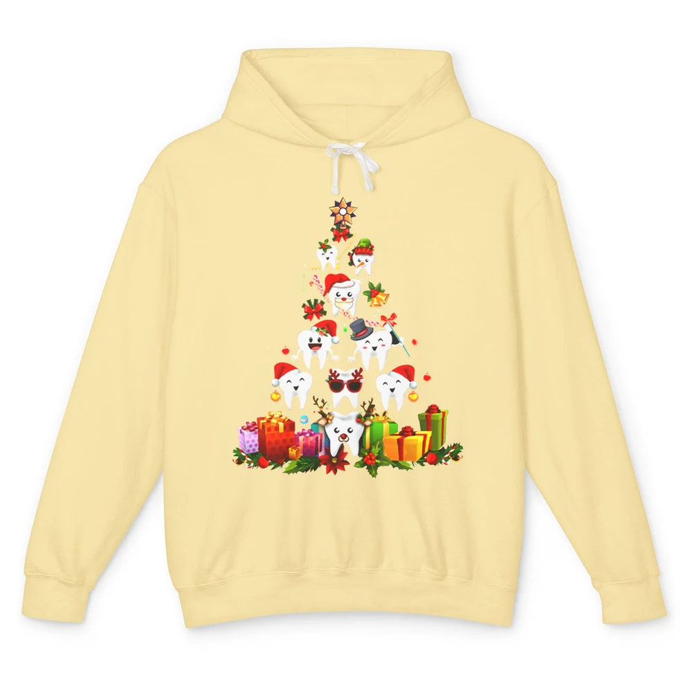 Funny Dentist Cute Teeth Christmas Tree Dental Christmas Unisex Lightweight Hoodie