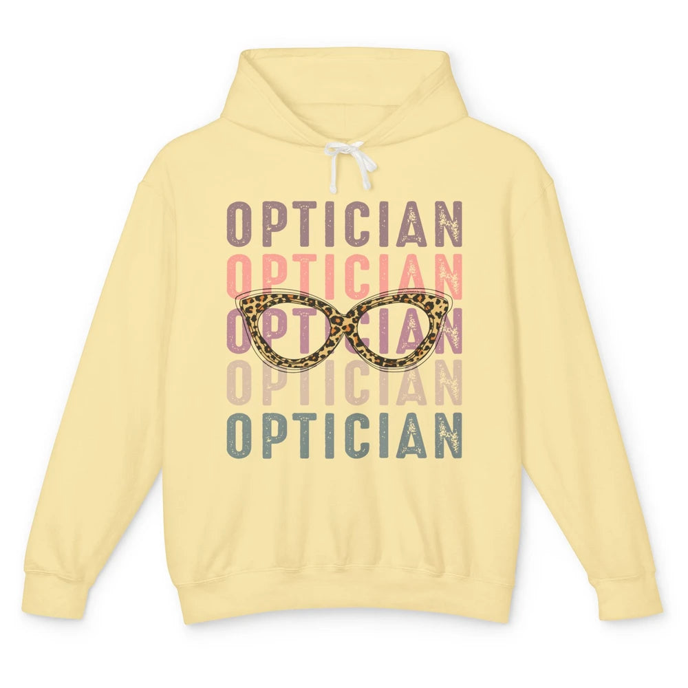 Retro Optometrist Leopard Eyeglasses Optician Ophthalmology Unisex Lightweight Hoodie