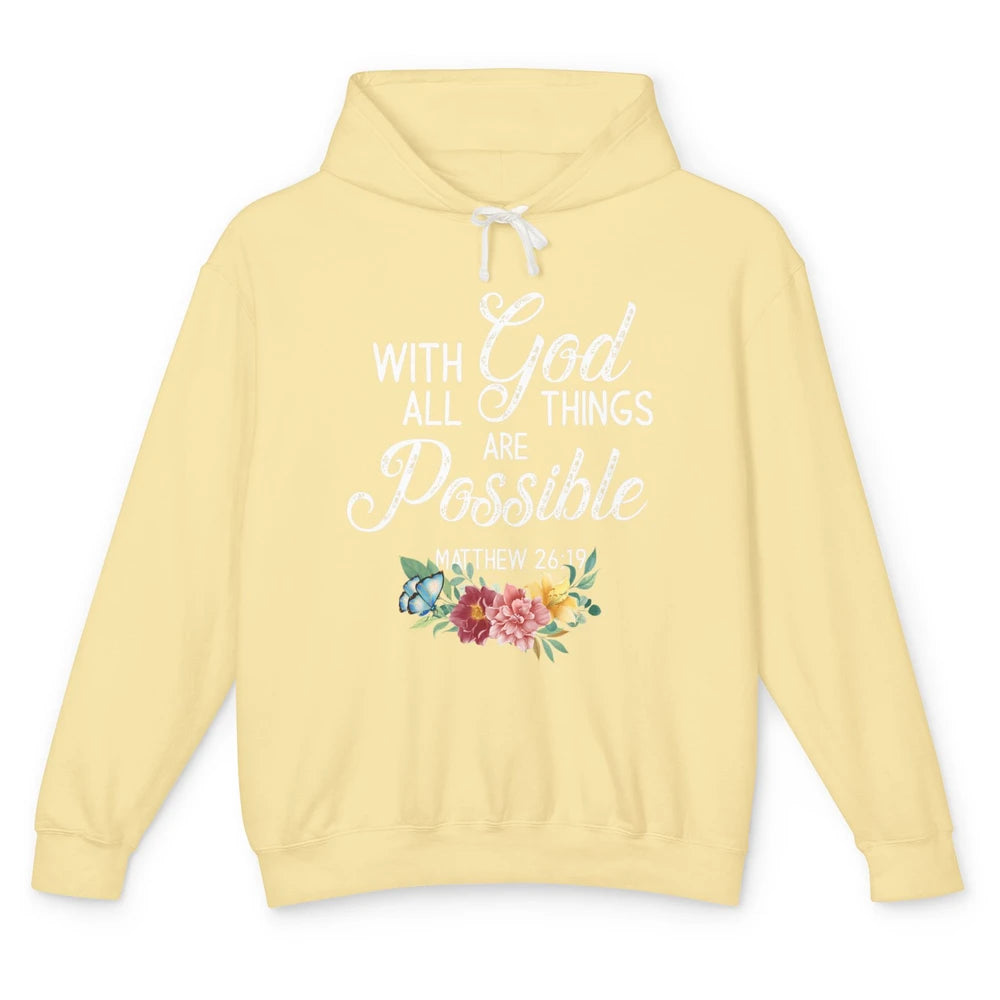 With God All Things Are Possible Jesus Christian Bible Verse Unisex Lightweight Hoodie