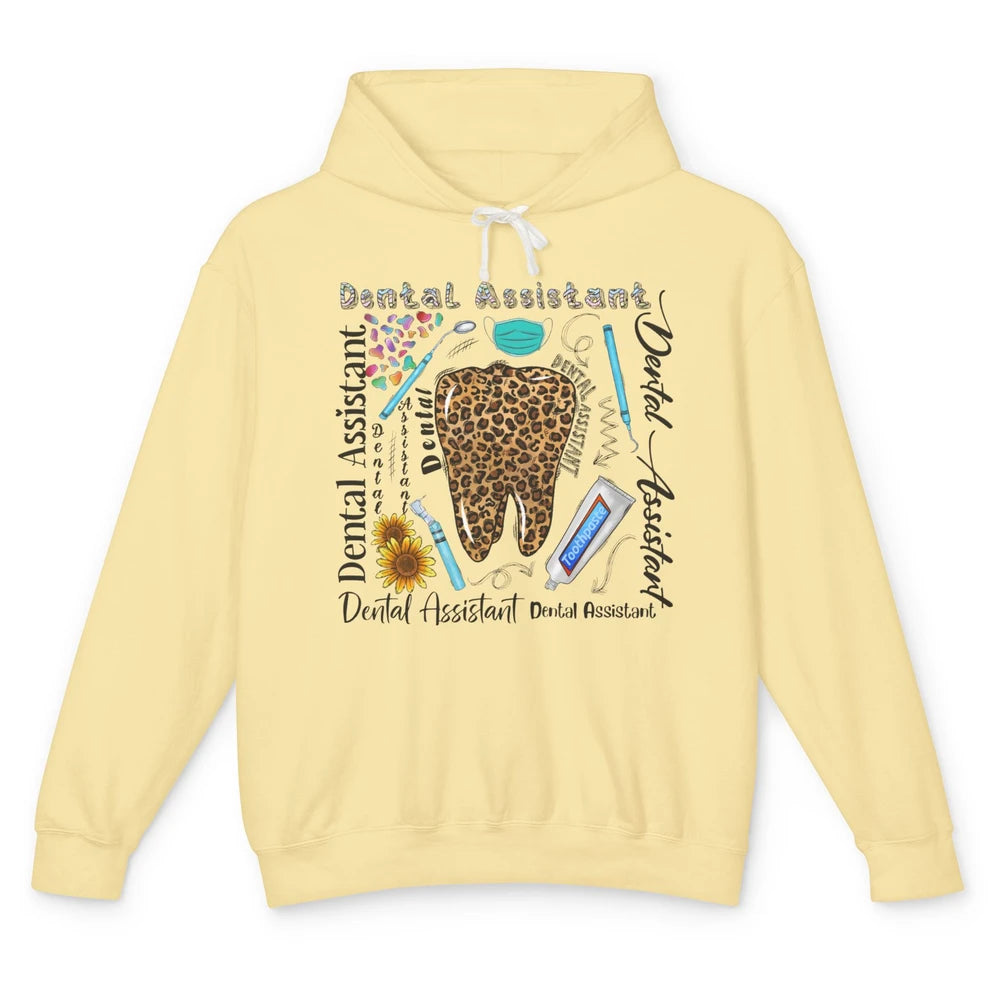 Dental Assistant Tooth Leopard Dentist Life Sunflower Nurse Unisex Lightweight Hoodie