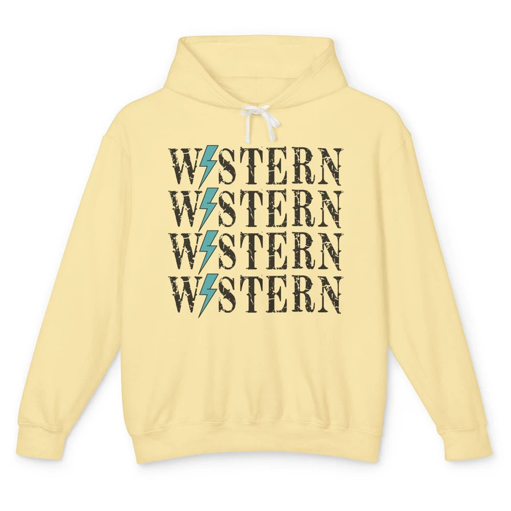 Retro Cowboy Lightning Bolt Western Country Cowgirl Gift Unisex Lightweight Hoodie