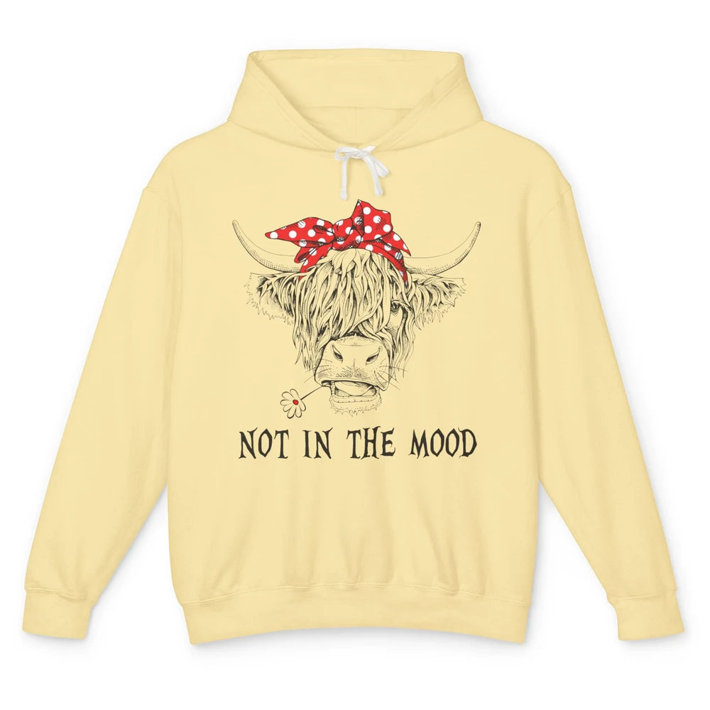 Funny Highland Cow Bandana Not In The Mood Western Cattle Unisex Lightweight Hoodie