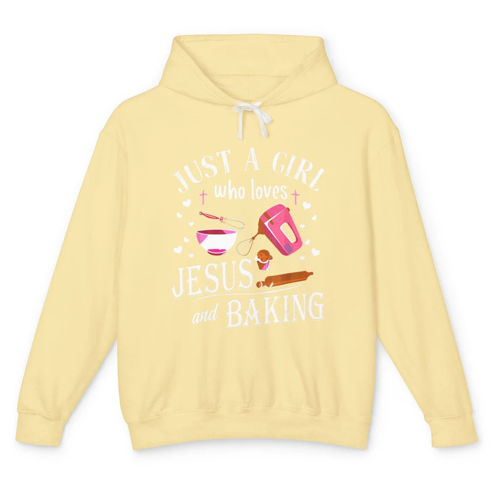 Just Girl Loves Jesus And Baking Sweet Pastry Baker Bakery Unisex Lightweight Hoodie