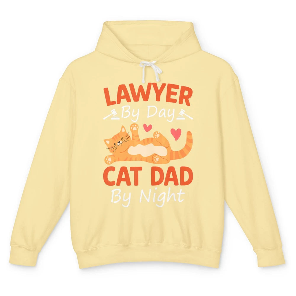 Funny Lawyer By Day Cat Dad By Night Pet Owner Joke Father Unisex Lightweight Hoodie