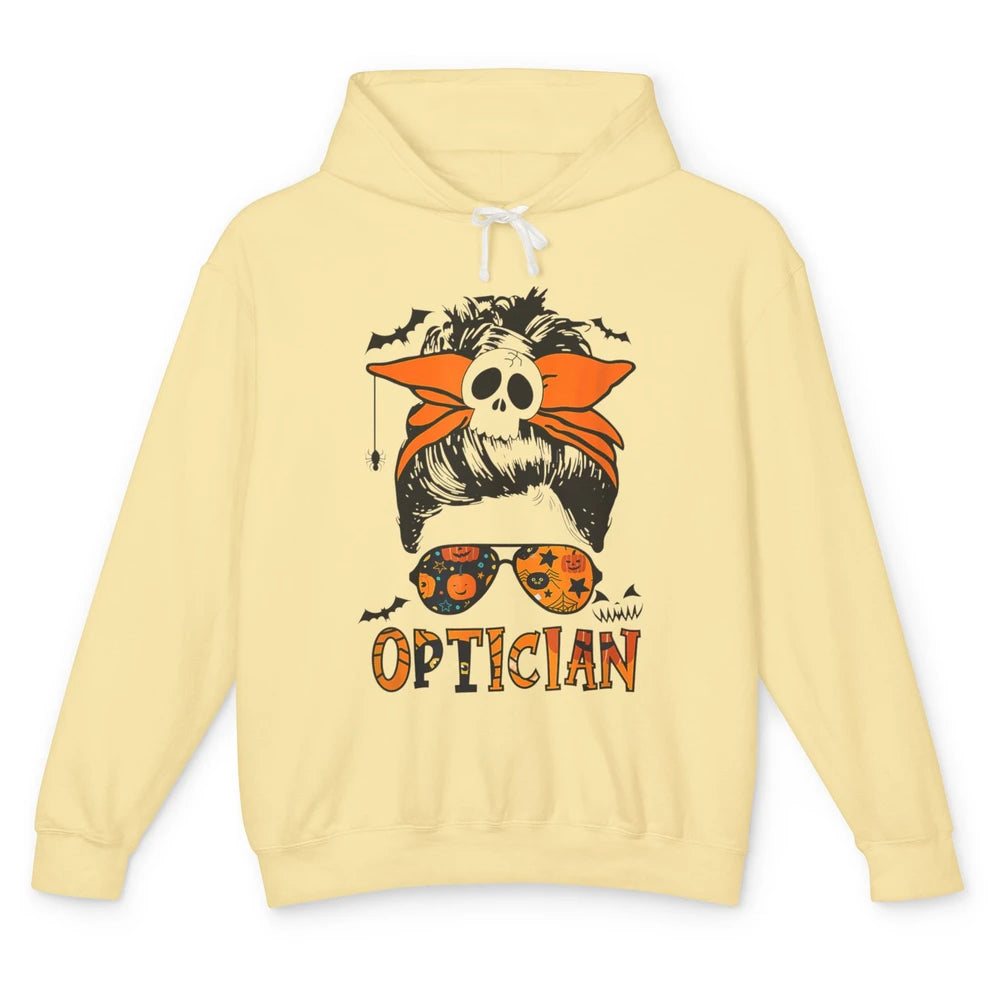 Optician Messy Hair Bun Eye Glasses Halloween Spooky Season Unisex Lightweight Hoodie