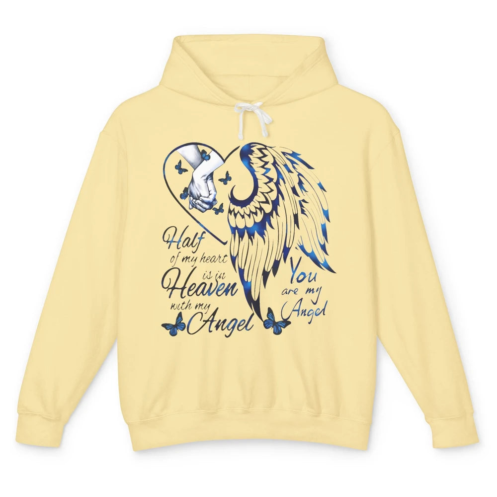 Half Of My Heart Is In Heaven With My Angel In Loving Memory Unisex Lightweight Hoodie