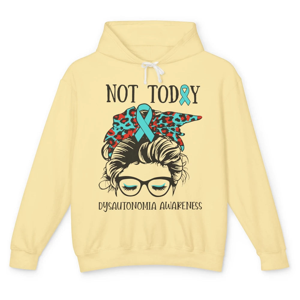 Dysautonomia Awareness Ribbon Not Today Messy Bun Leopard Unisex Lightweight Hoodie