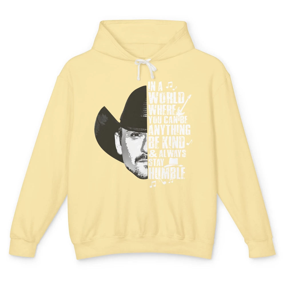 Retro Cowboy Be Kind And Always Stay Humble Western Country Unisex Lightweight Hoodie