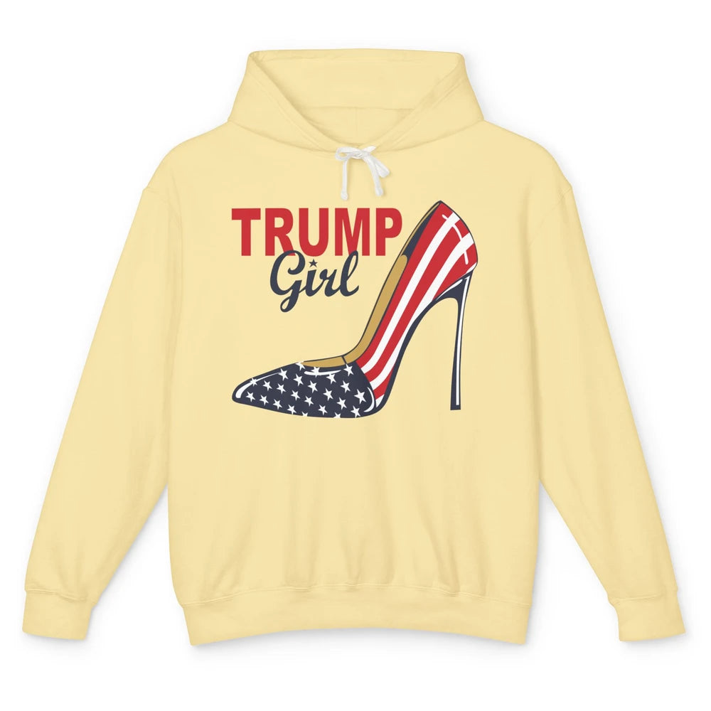 Trump Girl American Flag High Heels Republican Trump Support Unisex Lightweight Hoodie