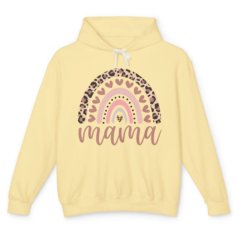 Mama Leopard Rainbow Cheetah Love Mini Mothers Valentine Day Unisex Lightweight Hoodie