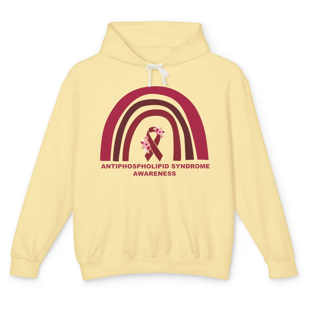 Antiphospholipid Syndrome Awareness APS Burgundy Rainbow Unisex Lightweight Hoodie