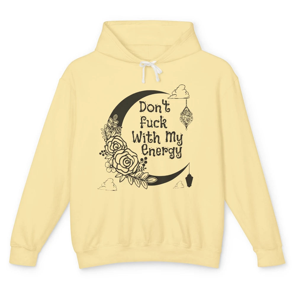 Retro Moon Witchy Don't Mess With My Energy Halloween Witch Unisex Lightweight Hoodie