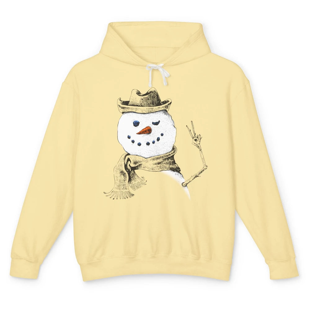 Snowman Peace Sign Christmas Snow Frosty Winter Xmas Gift Unisex Lightweight Hoodie