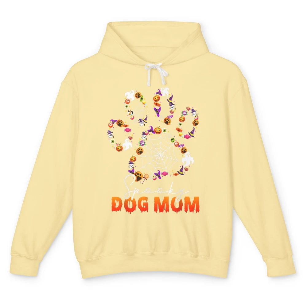 Cute Dog Mom Paw Mother Spider Happy Halloween Spooky Season Unisex Lightweight Hoodie