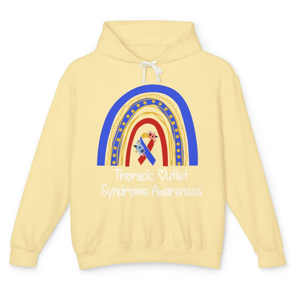 Thoracic Outlet Syndrome Awareness Floral Blue Red Rainbow Unisex Lightweight Hoodie