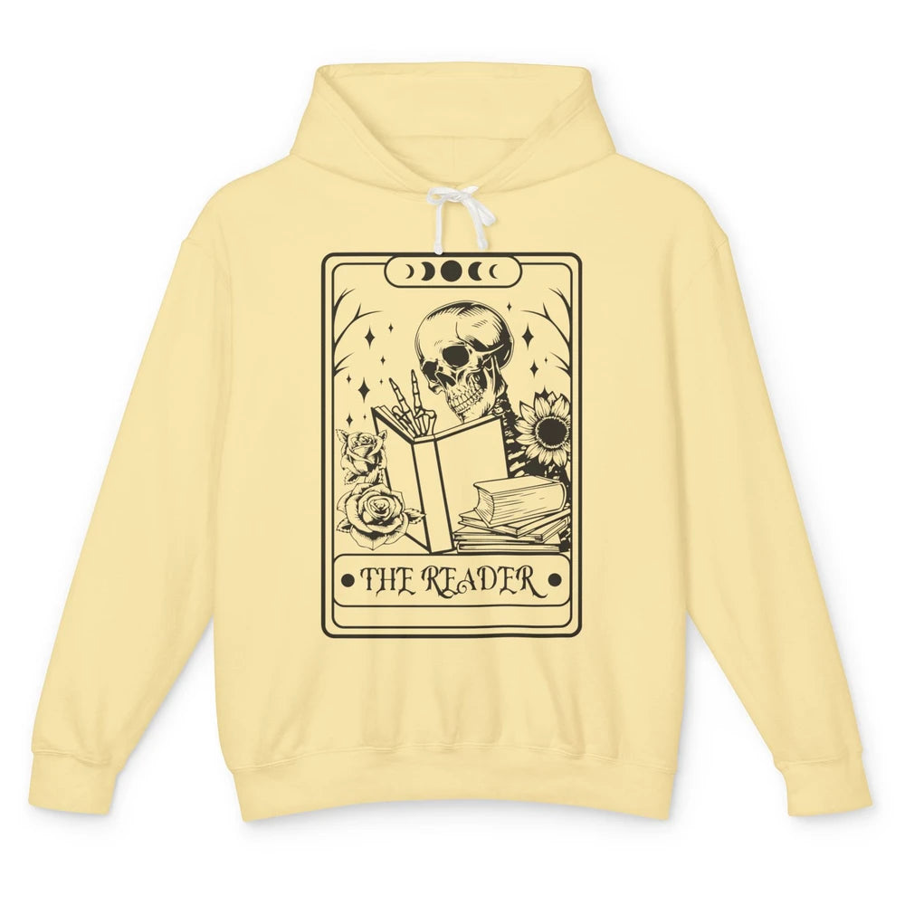 Retro Skeleton The Reader Tarot Card Halloween Romance Book Unisex Lightweight Hoodie